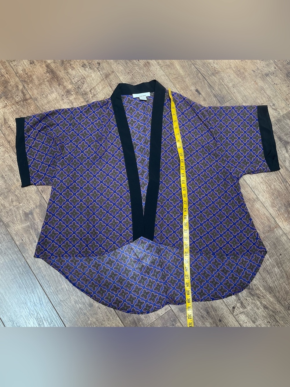 Sans Souci Purple Geometric Button-Down Shirt with Black Trim